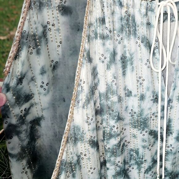 ZARA Women's A-Line Tie Dye Gold Thread Sleeveless Mini Dress. SIZE XL - Picture 10 of 16